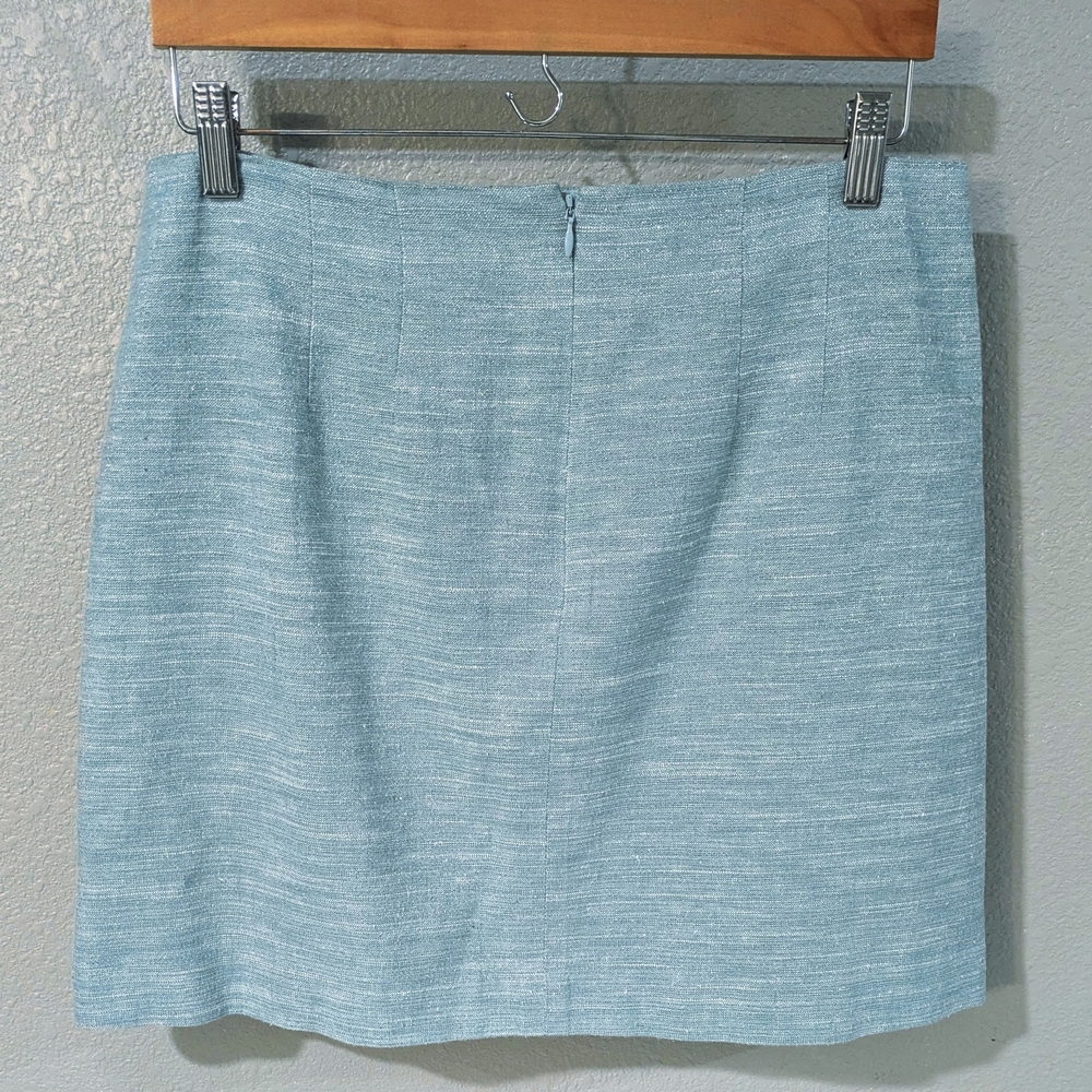 LOFT Powder Blue Side-Button Mini Skirt - Picture 4 of 6